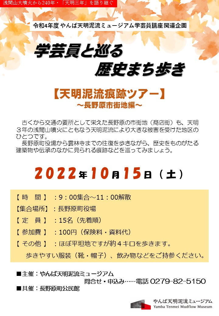 「学芸員と巡る歴史まち歩き」チラシ