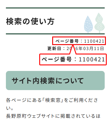 ページ番号の掲載場所の画像